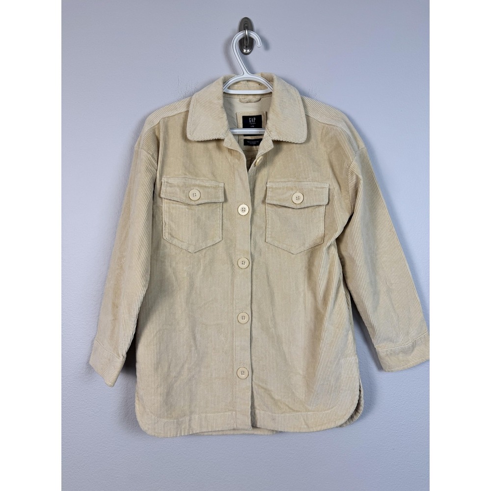 Gap Teen Corduroy Shirt Jacket Youth 10-11 Beige Bleached Sand Shacket Organic